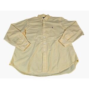 Ralph Lauren Button Down Mens XXL Yellow Excellent Gingham Classic Fit Shirt
